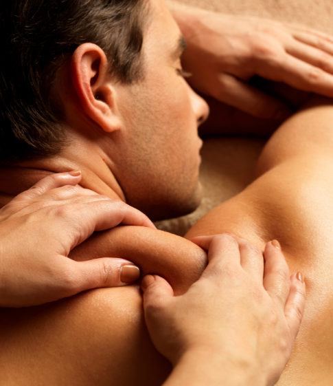 Deep tissue massage focusing on deeper muscle layers to relieve chronic pain